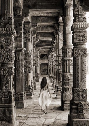 Framed At the Temple, India (BW) Print