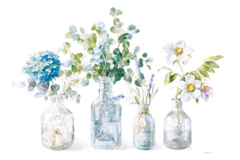 Framed Beach Flowers I no coral Print