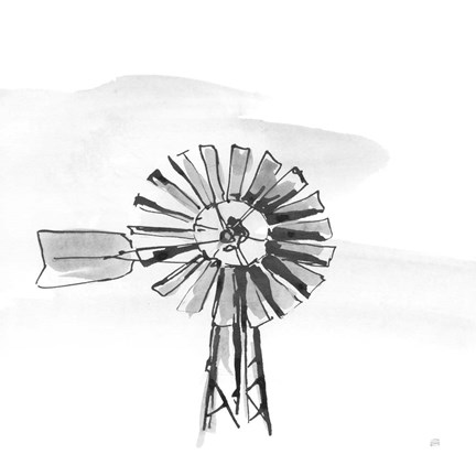 Framed Windmill VI BW Print