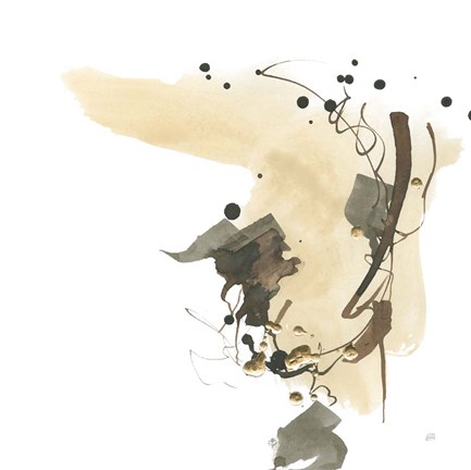 Framed Gold Dots I Brown Print