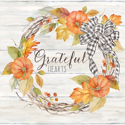 Framed Pumpkin Patch Wreath II-Grateful Print