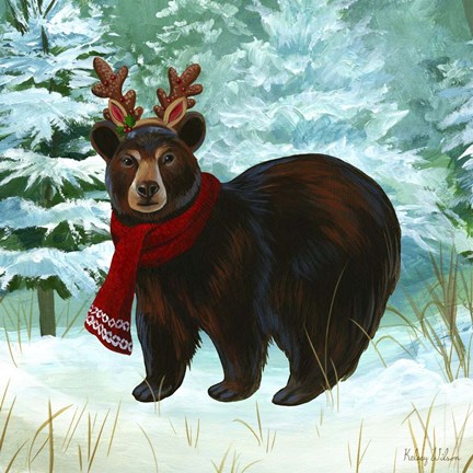 Framed Winterscape I-Bear Print