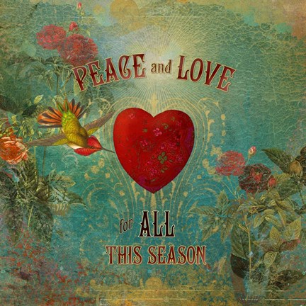 Framed Colorful Christmas VII-Peace &amp; Love Print
