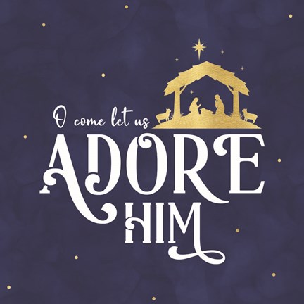 Framed O Holy Night VI on Blue Print