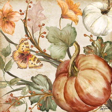 Framed Autumn Vines II on Light Print