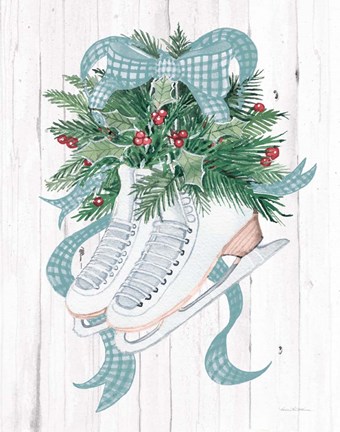 Framed Holiday Sports Ice Skates Print