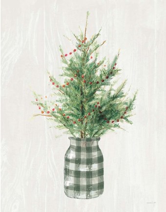 Framed White and Bright Christmas Tree II Plaid Print