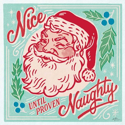 Framed Naughty and Nice II Bright Print