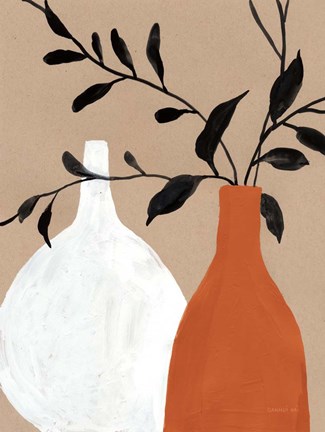 Framed Slender Stems II Terracotta Print