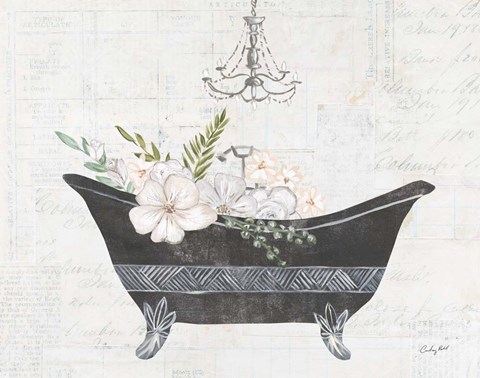 Framed Floral Bath II Print