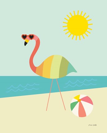 Framed Beach Flamingo Print