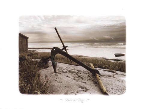 Framed Ancre Sur Plage Print