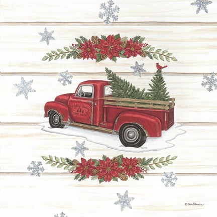 Framed Holly Berry Tree Farms Truck Print