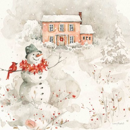 Framed Poinsettia Village IV Print