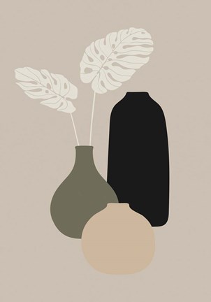 Framed Three Vases II Print