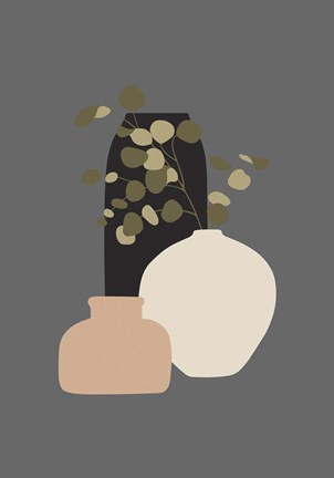 Framed Three Vases III Print