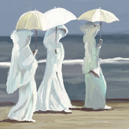 Framed Beach Umbrella Ladies Print