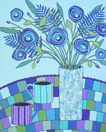 Framed Blue Morning Coffee Print