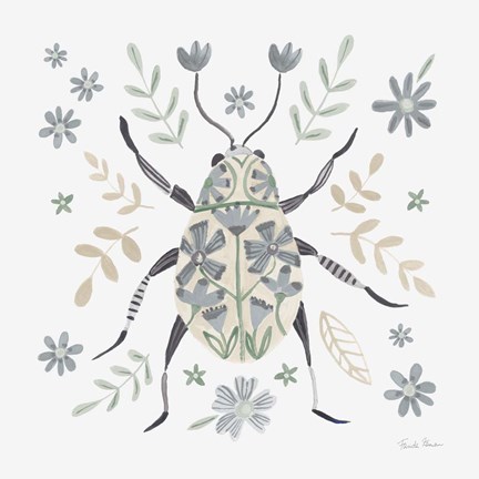 Framed Folk Beetle II Neutral Print