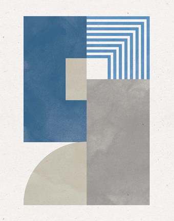 Framed Deco Glam II Blue Print