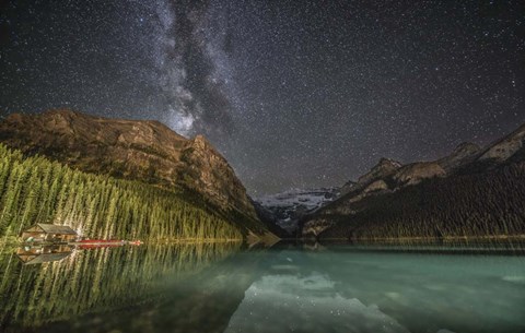 Framed Milky Way Over Lake Louise in Banff National Park, Alberta, Canada Print