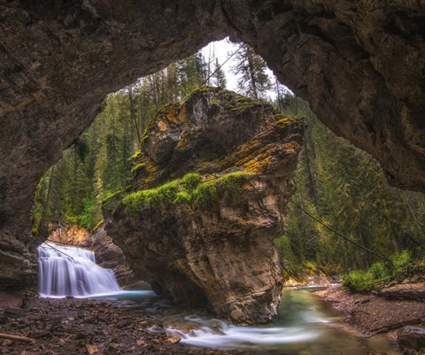 Framed View from Inside a Cave in Banff National Park, Alberta, Canada Print