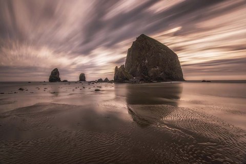 Framed Sunset on a Beach in Seattle, Washington Print