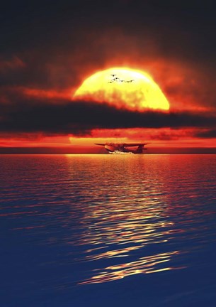 Framed Martin 156 Clipper Aircraft Landing Print