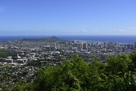 Framed Lookout Overlooking Honolulu, Oahu, Hawaii Print