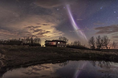 Framed Unusual STEVE Auroral Arc Over a House in Southern Alberta Print