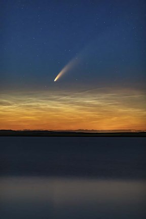 Framed Comet NEOWISE With Noctilucent Clouds Above Deadhorse Lake Print