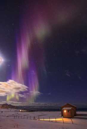 Framed Northern Lights Above Flakstad Beach, Norway Print