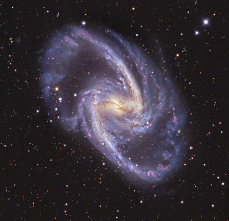 Framed NGC 1365, Double-Barred Spiral Galaxy in the Constellation Fornax Print