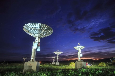 Framed Evening Twilight Paints the Sky Into Blue, Inner Mongolia, China Print
