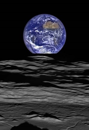 Framed Earth Rise As Seen From the Edge of the Compton Crater On the Moon Print