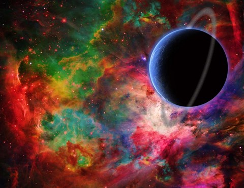 Framed Exoplanet in Colorful Universe Print