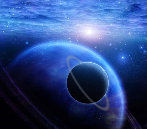 Framed Atmosphere and Planets in Open Space Print