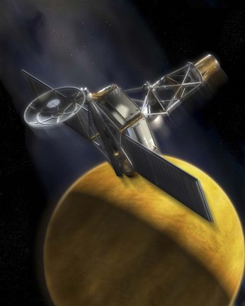 Framed Artist&#39;s Concept of the Mariner 2 Space Probe Passing Venus Print