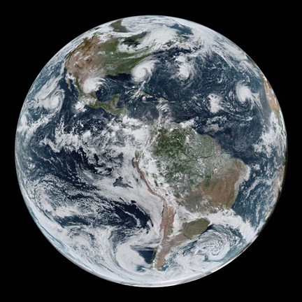 Framed Loose Chain of Tropical Cyclones Lined Up Across the Western Hemisphere Print