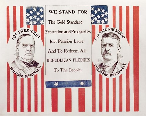 Framed Campaign poster for William McKinley and Theodore Roosevelt Print