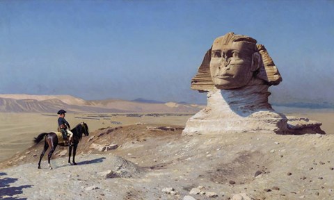 Framed Napoleon Bonaparte on horseback in front of the Great Sphinx of Giza Print
