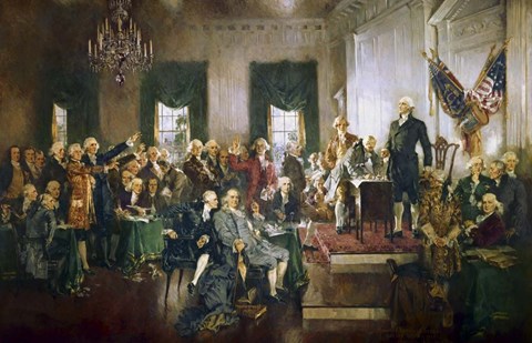 Framed Signing of the US Constitution at Independence Hall, Philadelphia, September 17, 1787 Print