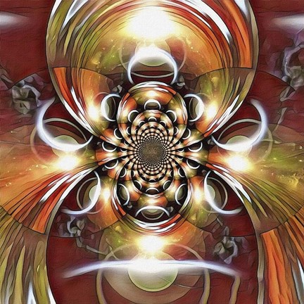 Framed Mirrored Round Fractal With a Picture of Eclipse Print