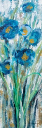Framed Tall Blue Flowers II Print