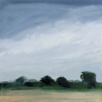 Framed Gray Over Green Print