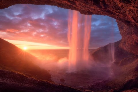 Framed Wall Of Flames Print