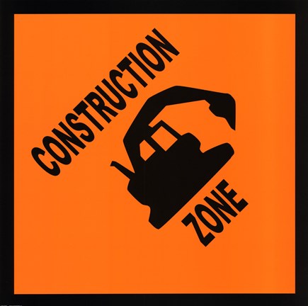 Framed Sign - Construction Zone Print