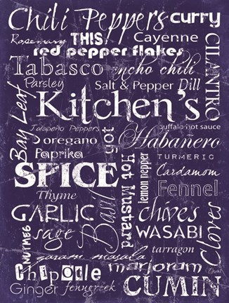 Framed Kitchen Spice Indigo Print