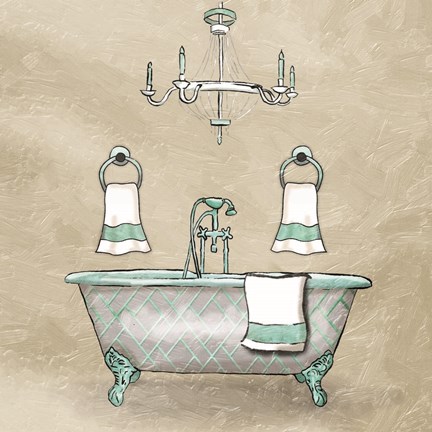Framed Teal Calm Bath Print