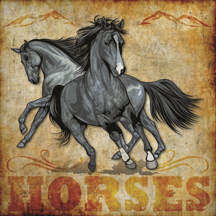 Framed Horses 01 Print
